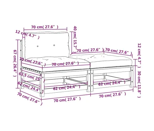 Dārza Dīvāns Ar Kājsoliņu Un Matračiem, Priedes Masīvkoks Vidaxl