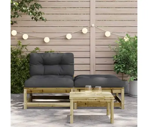 Dārza Dīvāns Ar Kājsoliņu Un Matračiem, Priedes Masīvkoks Vidaxl