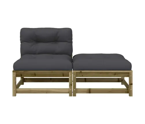 Dārza Dīvāns Ar Kājsoliņu Un Matračiem, Priedes Masīvkoks Vidaxl