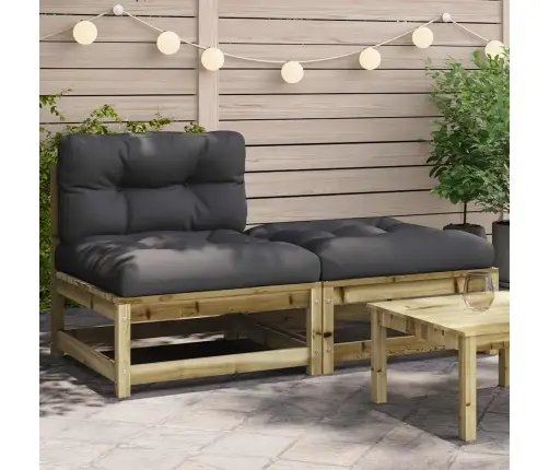 Dārza Dīvāns Ar Kājsoliņu Un Matračiem, Priedes Masīvkoks Vidaxl