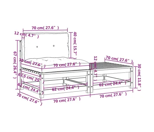 Dārza Dīvāns Ar Kājsoliņu Un Matračiem, Priedes Masīvkoks Vidaxl
