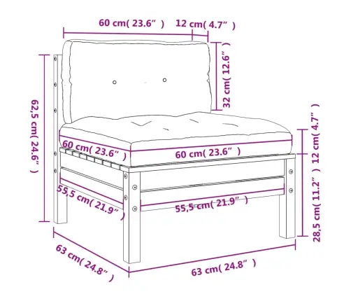 Dārza Dīvāni Ar Matračiem, 2 Gab., Duglasa Egles Masīvkoks Vidaxl