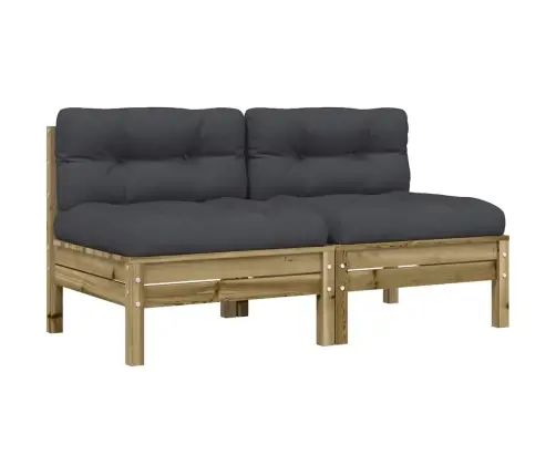 Dārza Dīvāni Ar Matračiem, 2 Gab., Impregnēts Priedes Koks Vidaxl