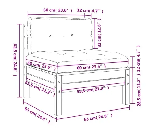 Dārza Dīvāni Ar Matračiem, 2 Gab., Impregnēts Priedes Koks Vidaxl