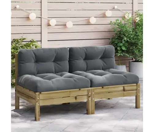Dārza Dīvāni Ar Matračiem, 2 Gab., Impregnēts Priedes Koks Vidaxl