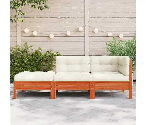 3-Vietīgs Dārza Dīvāns Ar Kājsoliņu Un Matračiem Vidaxl