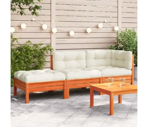 3-Vietīgs Dārza Dīvāns Ar Kājsoliņu Un Matračiem Vidaxl