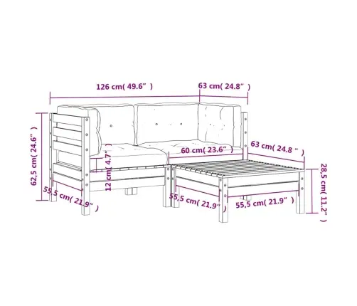 2-Vietīgs Dārza Dīvāns Ar Kājsoliņu Un Matračiem Vidaxl