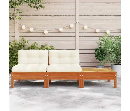 2-Vietīgs Dārza Dīvāns Ar Kājsoliņu Un Matračiem Vidaxl