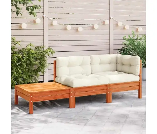 Dārza Dīvāns Ar Matračiem Un Kājsoliņu, Priedes Masīvkoks Vidaxl