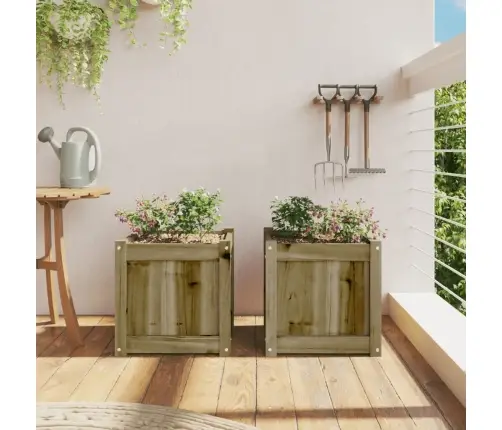 Dārza Puķu Kastes, 2 Gab., Impregnēts Priedes Koks Vidaxl