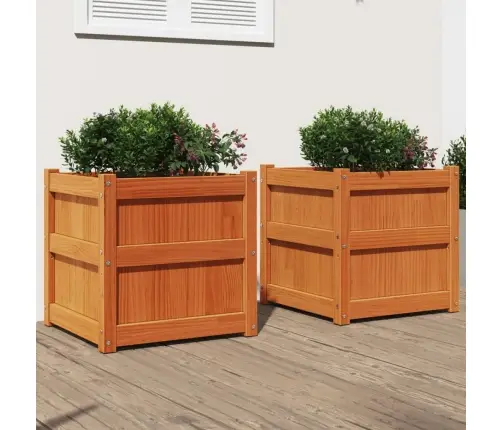 Dārza Puķu Kastes, 2 Gab., Vaska Brūnas, Priedes Masīvkoks Vidaxl