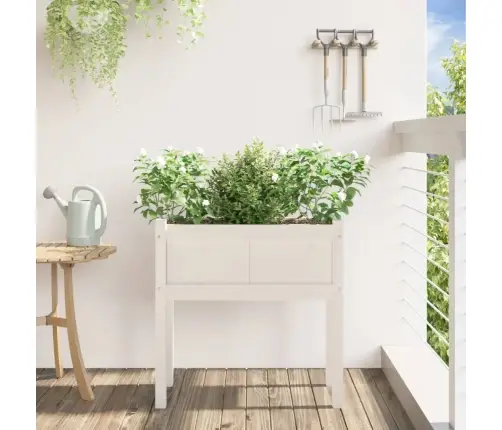 Jalgadega Aia Taimekast, Valge, 70 X 31 X 70 cm Männipuit