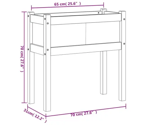 Jalgadega Aia Taimekast, Valge, 70 X 31 X 70 cm Männipuit