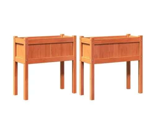 Dārza Puķu Kastes Ar Kājām, 2 Gab., Vaska Brūnas, Priedes Koks Vidaxl