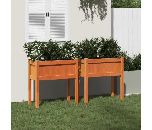 Dārza Puķu Kastes Ar Kājām, 2 Gab., Vaska Brūnas, Priedes Koks Vidaxl