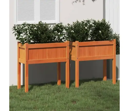 Dārza Puķu Kastes Ar Kājām, 2 Gab., Vaska Brūnas, Priedes Koks Vidaxl