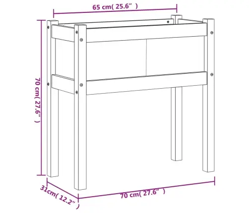 Dārza Puķu Kaste Ar Kājām, 70X31X70 Cm, Duglasa Egles Masīvkoks Vidaxl