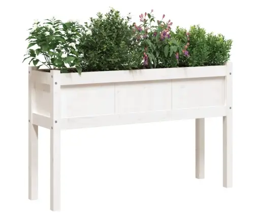 Dārza Puķu Kaste Ar Kājām, Balts, 110X31X70 Cm, Priede Vidaxl