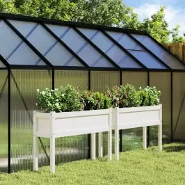 Dārza Puķu Kastes Ar Kājām, 2 Gab., Balts, Priedes Masīvkoks Vidaxl