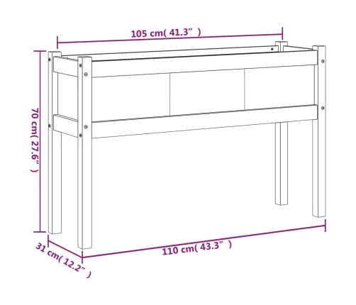 Dārza Puķu Kaste Ar Kājām, Vaska Brūnas, 110X31X70 Cm, Priede Vidaxl