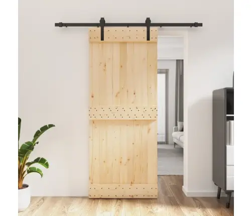 Stumdomos Durys Su Įrangos Rinkiniu, 85X210cm Pušies Masyvas