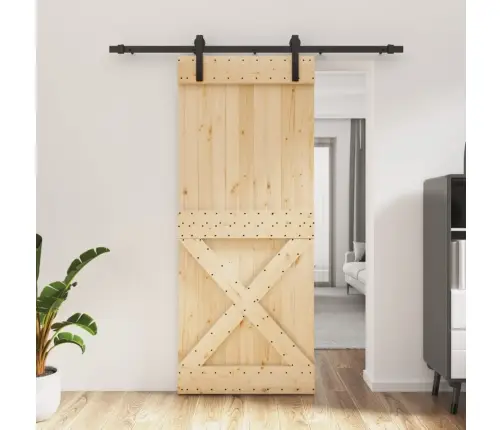 Stumdomos Durys Su Įrangos Rinkiniu, 85X210cm Pušies Masyvas