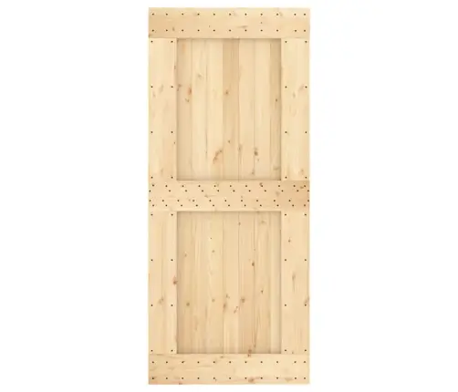 Stumdomos Durys Su Įrangos Rinkiniu, 90X210cm Pušies Masyvas