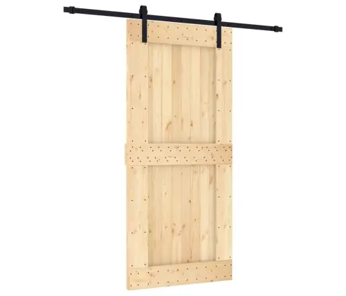 Stumdomos Durys Su Įrangos Rinkiniu, 95X210cm Pušies Masyvas