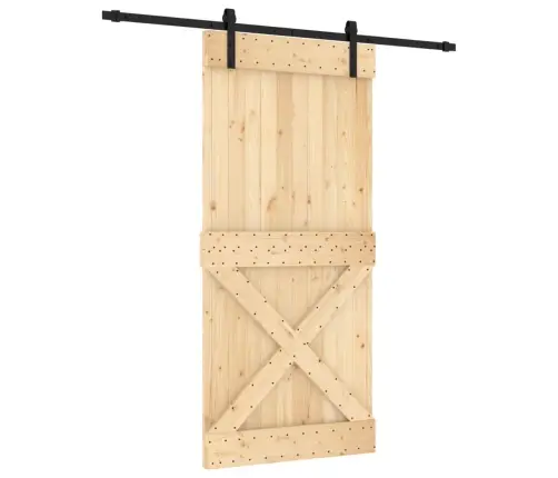 Bīdāmās Durvis Ar Stiprinājumiem, 95X210 Cm, Priedes Masīvkoks Vidaxl