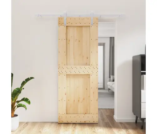 Bīdāmās Durvis Ar Stiprinājumiem, 80X210 Cm, Priedes Masīvkoks Vidaxl