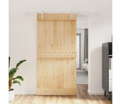 Bīdāmās Durvis Ar Stiprinājumiem, 100X210 Cm, Priedes Masīvkoks Vidaxl