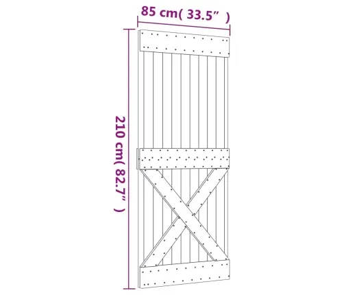 Stumdomos Durys Su Įrangos Rinkiniu, 85X210cm Pušies Masyvas