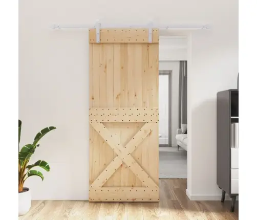 Stumdomos Durys Su Įrangos Rinkiniu, 85X210cm Pušies Masyvas