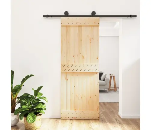 Stumdomos Durys Su Įrangos Rinkiniu, 80X210cm Pušies Masyvas