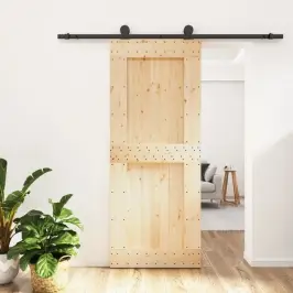 Bīdāmās Durvis Ar Stiprinājumiem, 85X210 Cm, Priedes Masīvkoks Vidaxl