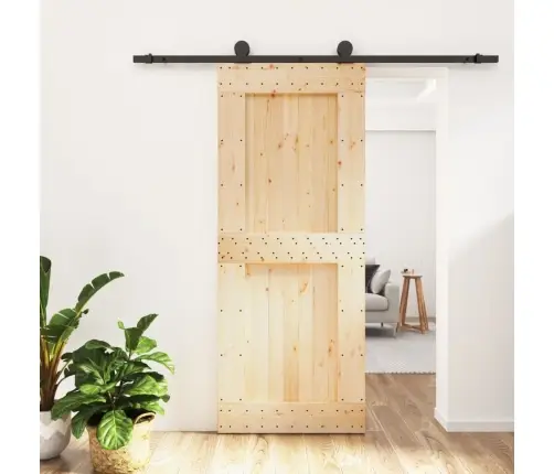 Stumdomos Durys Su Įrangos Rinkiniu, 85X210cm Pušies Masyvas