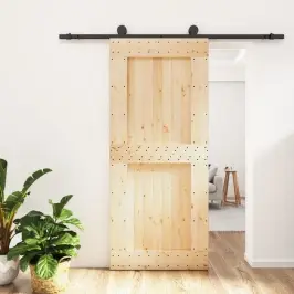 Bīdāmās Durvis Ar Stiprinājumiem, 90X210 Cm, Priedes Masīvkoks Vidaxl