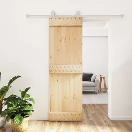 Stumdomos Durys Su Įrangos Rinkiniu, 70X210cm Pušies Masyvas