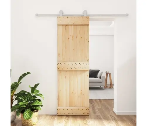 Stumdomos Durys Su Įrangos Rinkiniu, 70X210cm Pušies Masyvas Stumdomos Durys Su Įrangos Rinkiniu, 70X210cm Pušies Masyvas