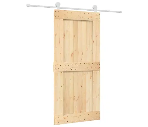 Bīdāmās Durvis Ar Stiprinājumiem, 95X210 Cm, Priedes Masīvkoks Vidaxl