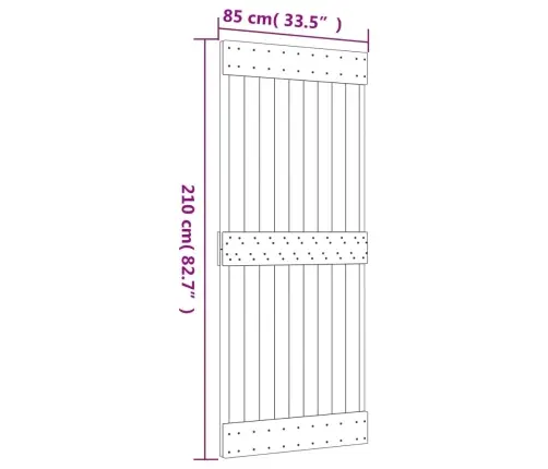 Bīdāmās Durvis Ar Stiprinājumiem, 85X210 Cm, Priedes Masīvkoks Vidaxl
