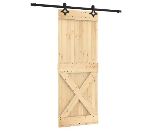 Bīdāmās Durvis Ar Stiprinājumiem, 80X210 Cm, Priedes Masīvkoks Vidaxl