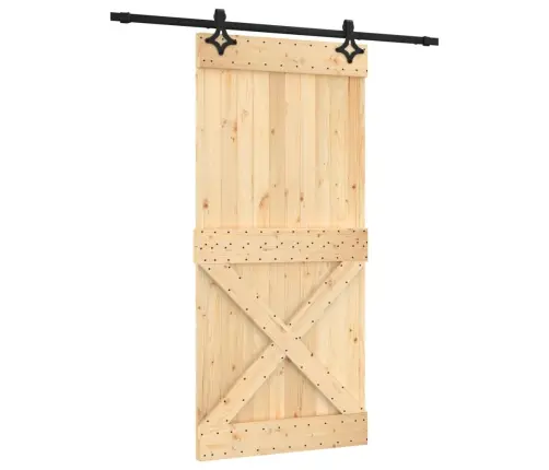 Bīdāmās Durvis Ar Stiprinājumiem, 95X210 Cm, Priedes Masīvkoks Vidaxl