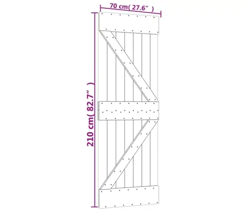 Bīdāmās Durvis Ar Stiprinājumiem, 70X210 Cm, Priedes Masīvkoks Vidaxl
