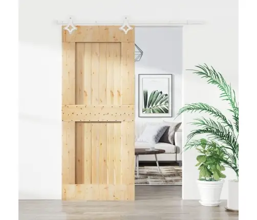 Stumdomos Durys Su Įrangos Rinkiniu, 85X210cm Pušies Masyvas