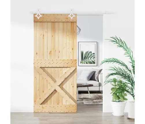 Bīdāmās Durvis Ar Stiprinājumiem, 90X210 Cm, Priedes Masīvkoks Vidaxl