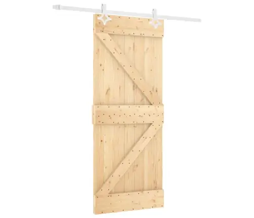 Bīdāmās Durvis Ar Stiprinājumiem, 80X210 Cm, Priedes Masīvkoks Vidaxl