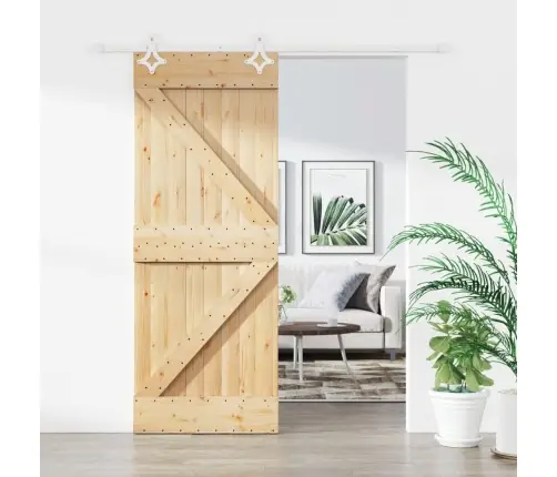Bīdāmās Durvis Ar Stiprinājumiem, 80X210 Cm, Priedes Masīvkoks Vidaxl