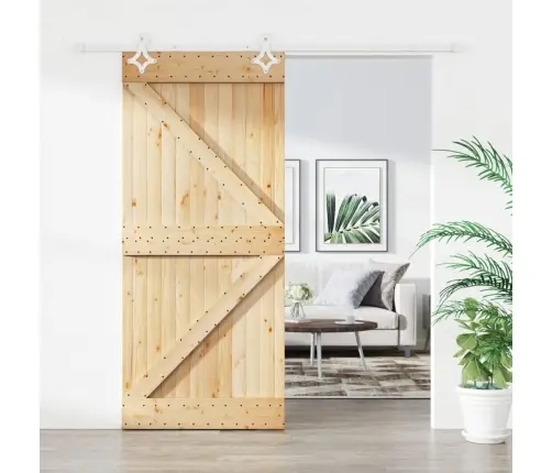 Bīdāmās Durvis Ar Stiprinājumiem, 100X210 Cm, Priedes Masīvkoks Vidaxl